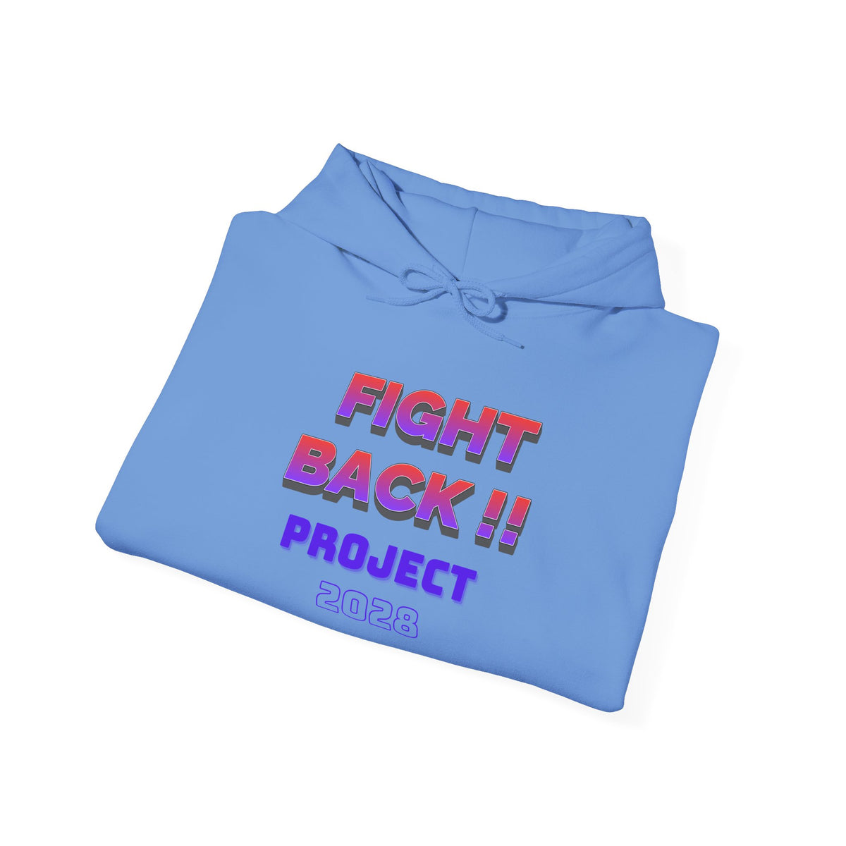 Project 2028 hoodie | Fight Back II text graphic, retro purple pink print