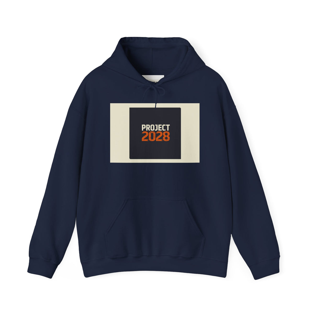 Project 218 Hoodie | Retro Block Logo, Beige Panel Front, Script Back
