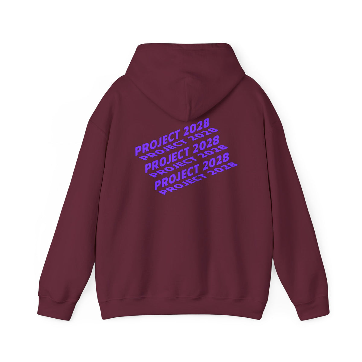 Project 2028 hoodie | Retro purple text design