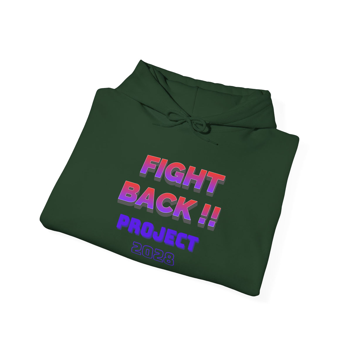 Project 2028 hoodie | Fight Back II text graphic, retro purple pink print