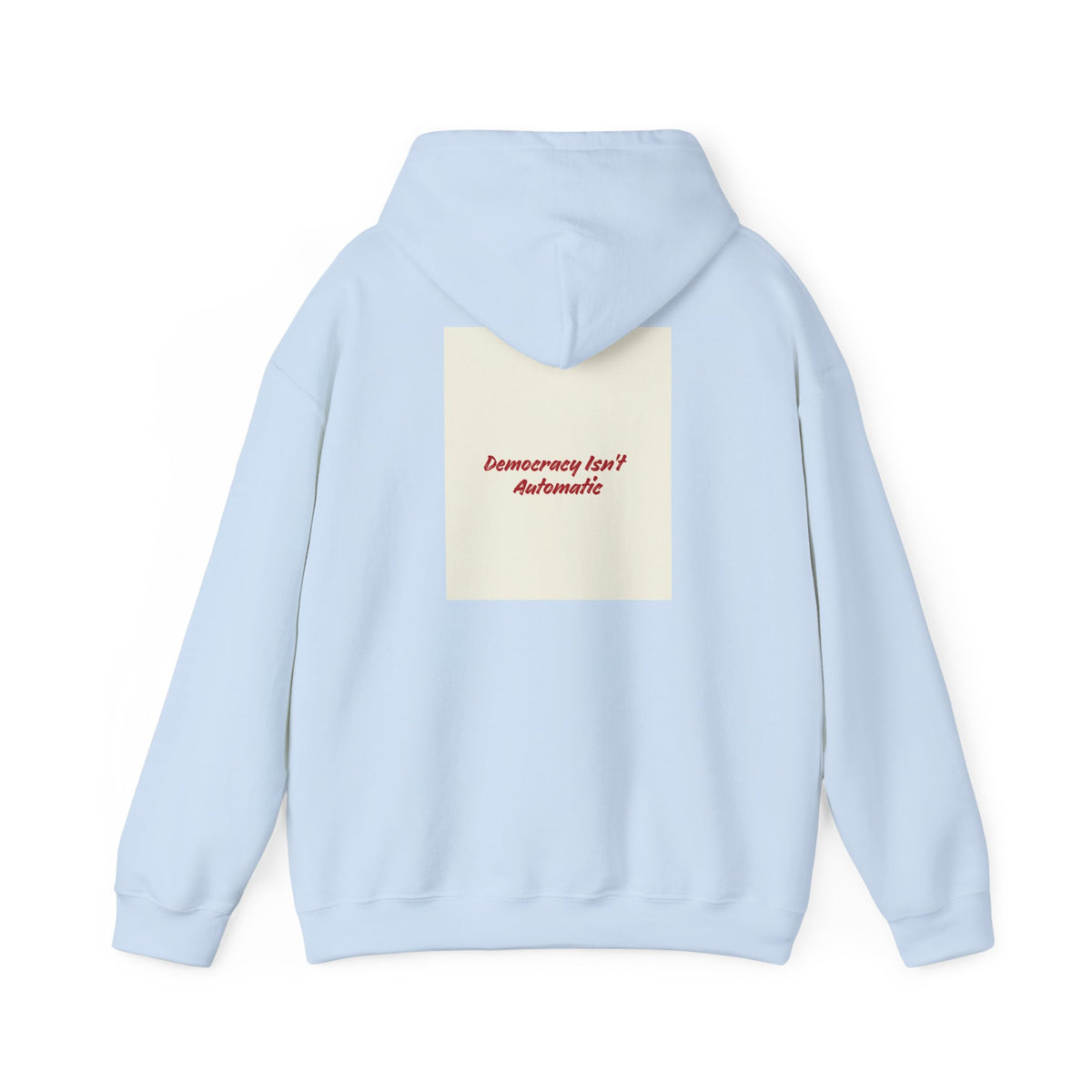 Project 218 Hoodie | Retro Block Logo, Beige Panel Front, Script Back