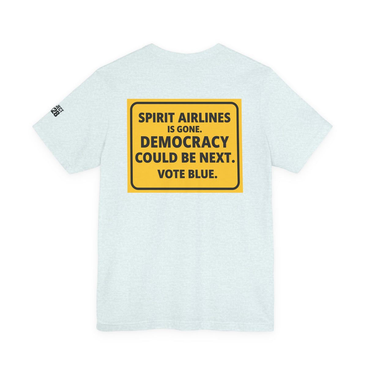 Project 2028 Graphic Tee — "Spirit Airlines Is Gone. Democracy Could Be Next. Vote Blue." Political Statement T-Shirt - Make a Statement Without Saying a Word!