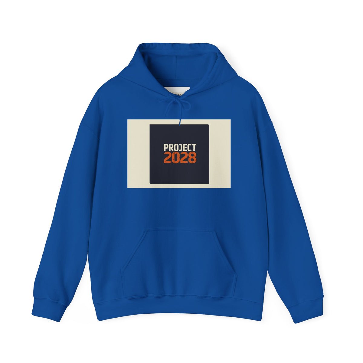 Project 218 Hoodie | Retro Block Logo, Beige Panel Front, Script Back