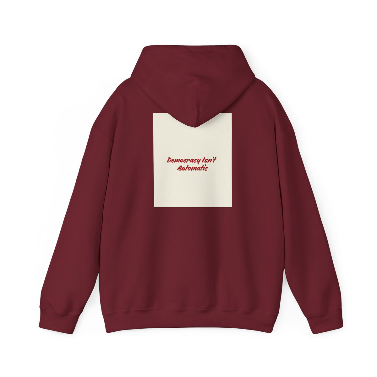 Project 218 Hoodie | Retro Block Logo, Beige Panel Front, Script Back