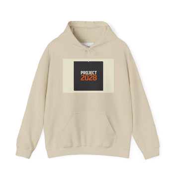 Project 218 Hoodie | Retro Block Logo, Beige Panel Front, Script Back