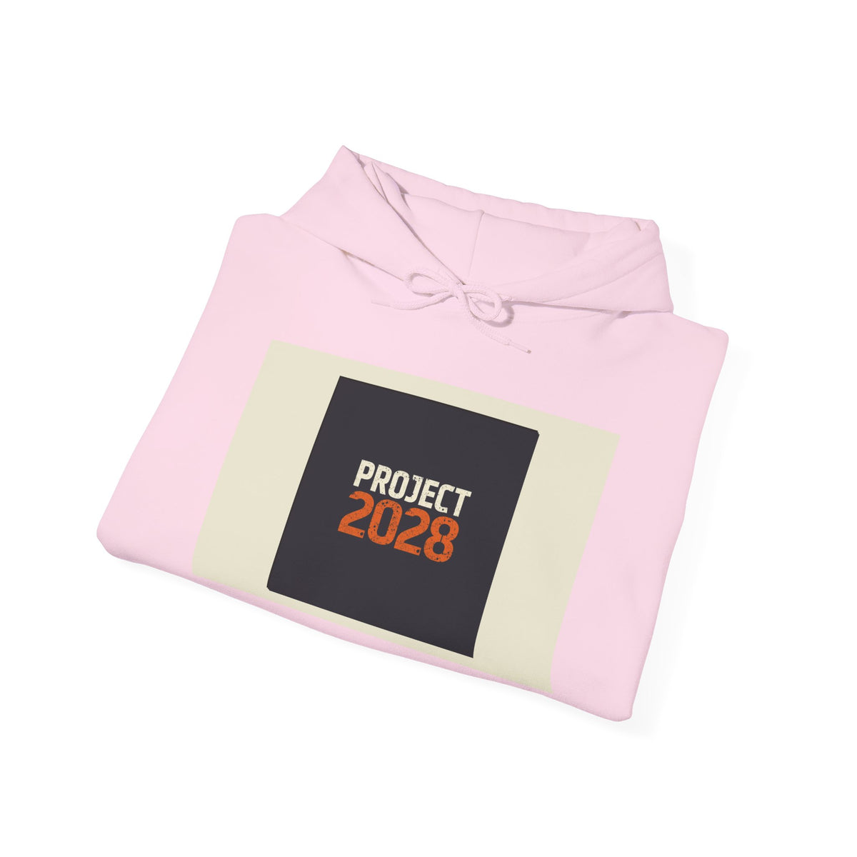 Project 218 Hoodie | Retro Block Logo, Beige Panel Front, Script Back