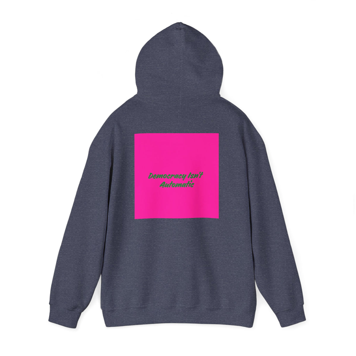 Democracy Project Hoodie | Bold Retro Text, Pink & Orange Square Design