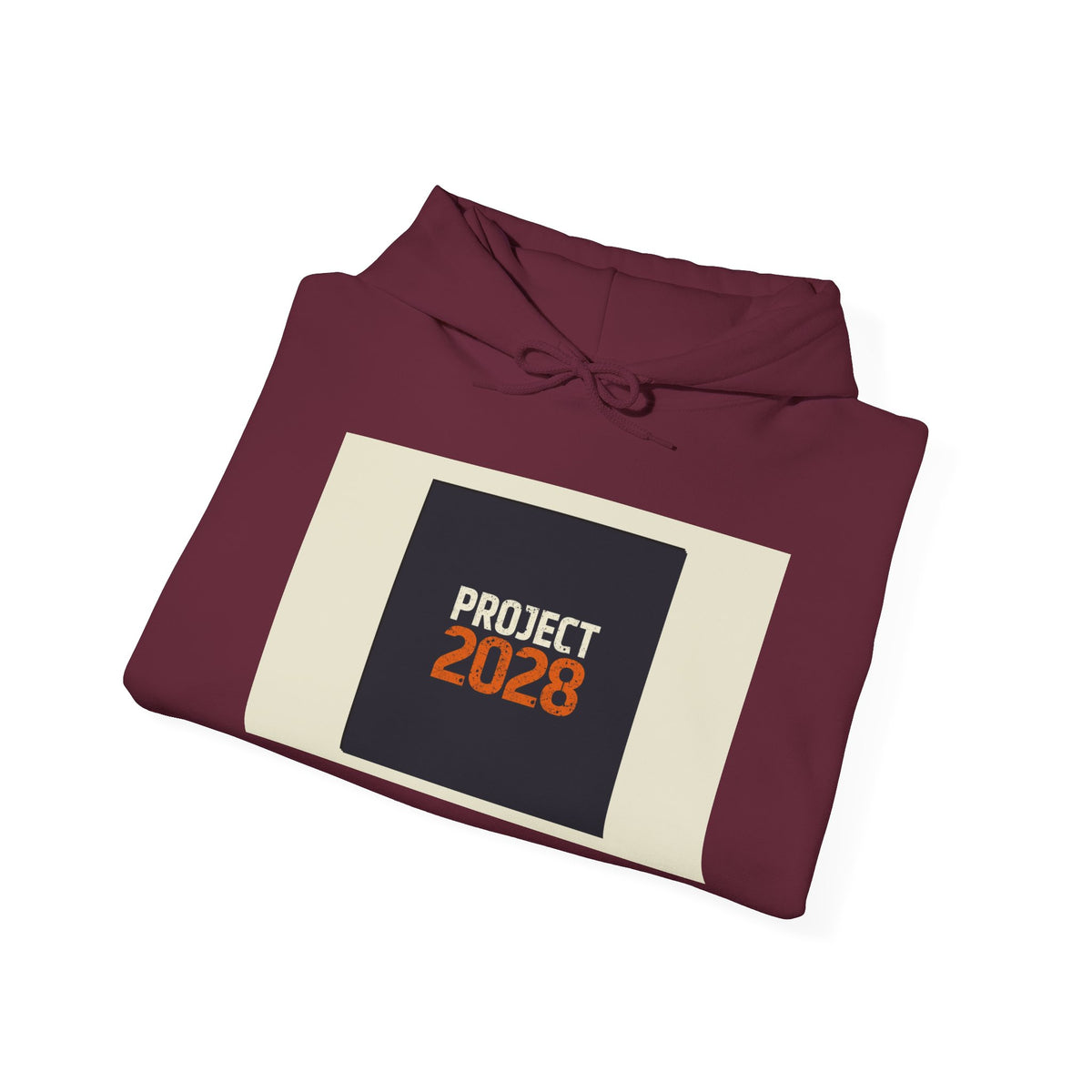 Project 218 Hoodie | Retro Block Logo, Beige Panel Front, Script Back