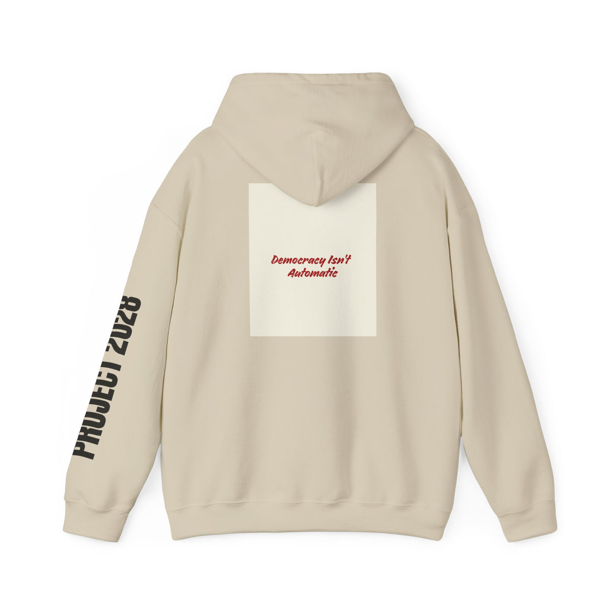 Project 2108 Graphic Hoodie | Democracy Isn't Automatic Back Print