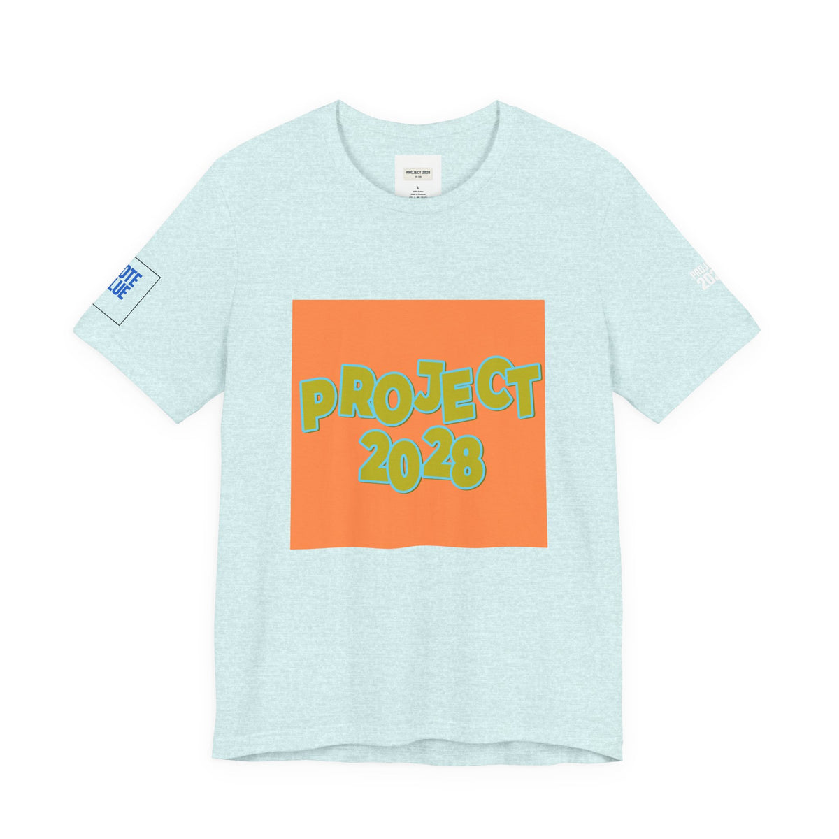 Project 2028 Graphic Tee — Retro Orange Square Design - Make a Statement Without Saying a Word!