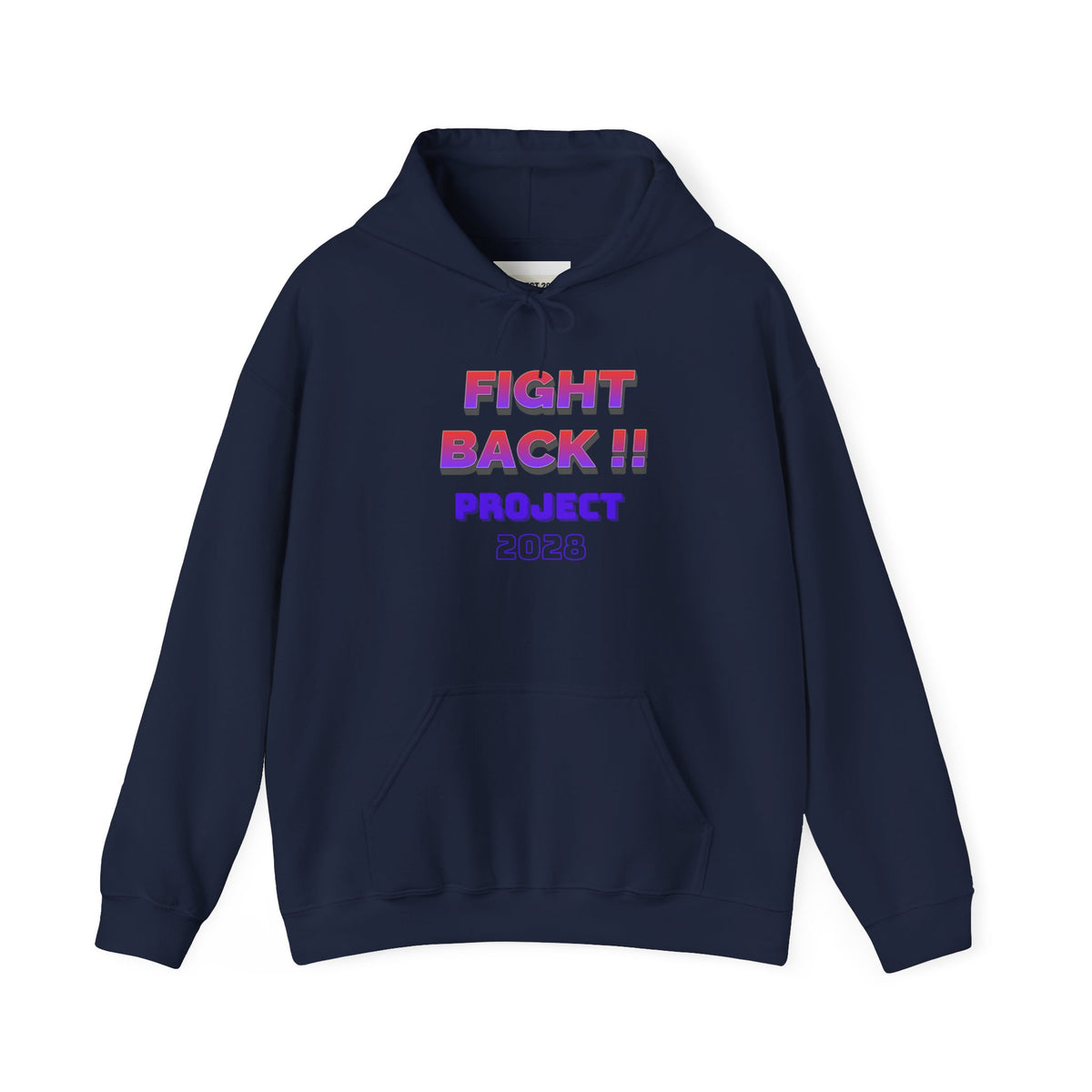 Project 2028 hoodie | Fight Back II text graphic, retro purple pink print