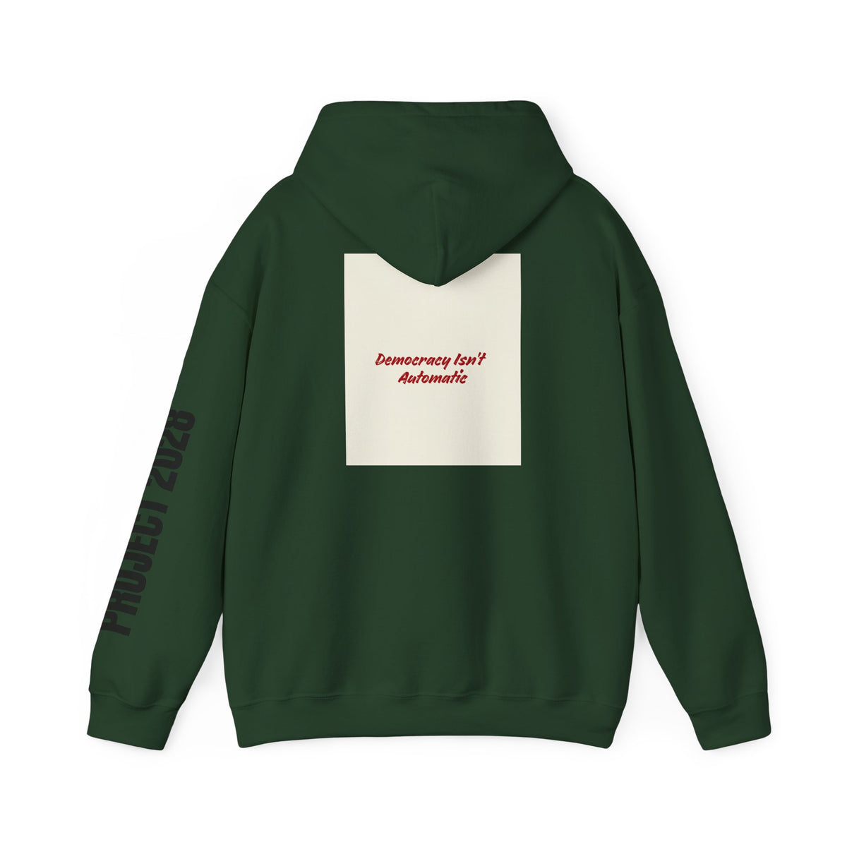 Project 2108 Graphic Hoodie | Democracy Isn't Automatic Back Print