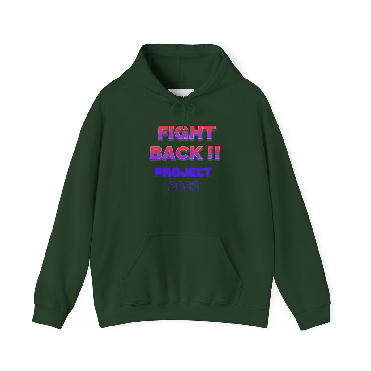 Project 2028 hoodie | Fight Back II text graphic, retro purple pink print