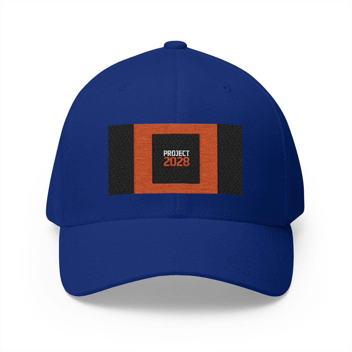 Embroidered 'Project 2028' Structured Cap — Retro Orange & Black Patch