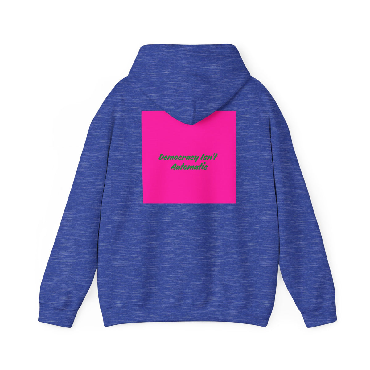 Democracy Project Hoodie | Bold Retro Text, Pink & Orange Square Design