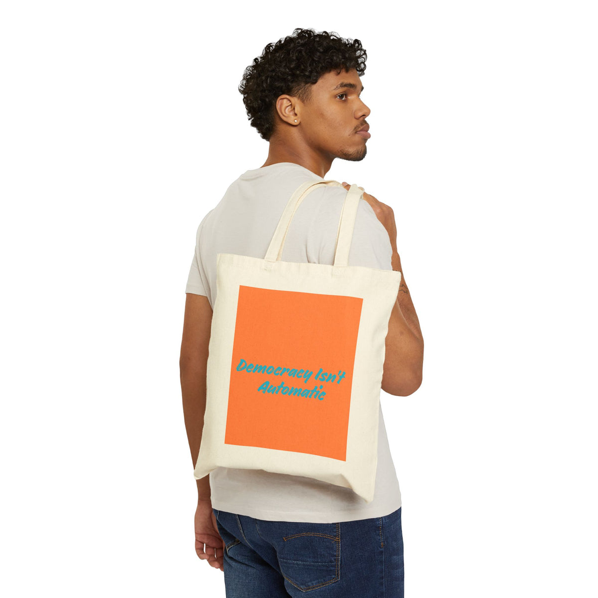 Canvas Tote Bag — Retro "PROJECT 2028" & "Democracy Isn't Automatic" Political Tote