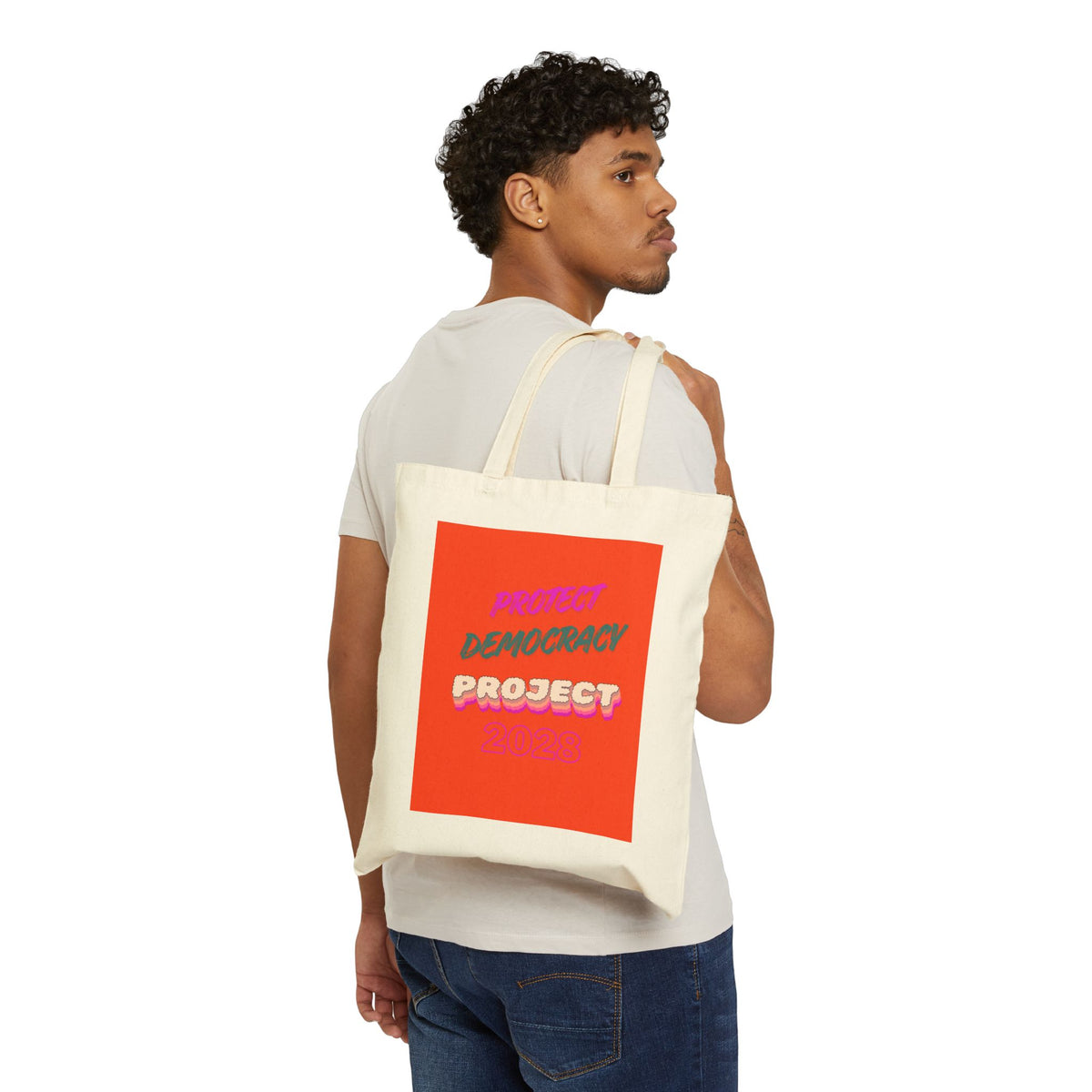 Democracy Project Canvas Tote — Bold Political Statement Tote Bag