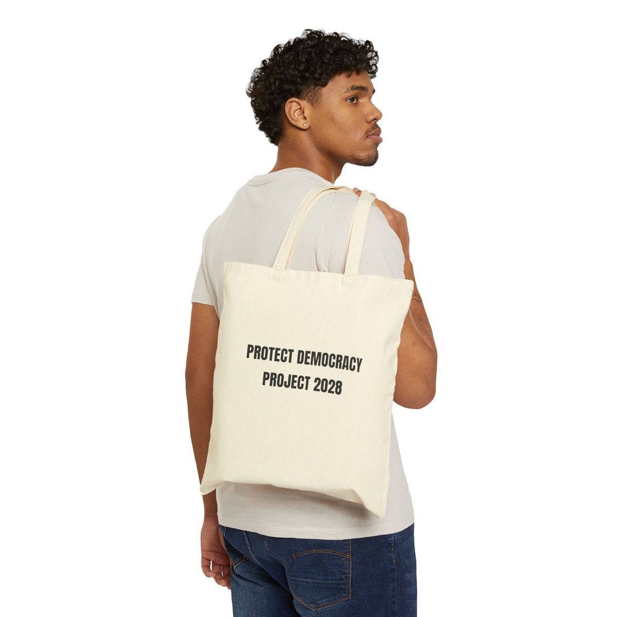 Protect Democracy Tote — "Vote Blue" Cotton Canvas Political Tote Bag