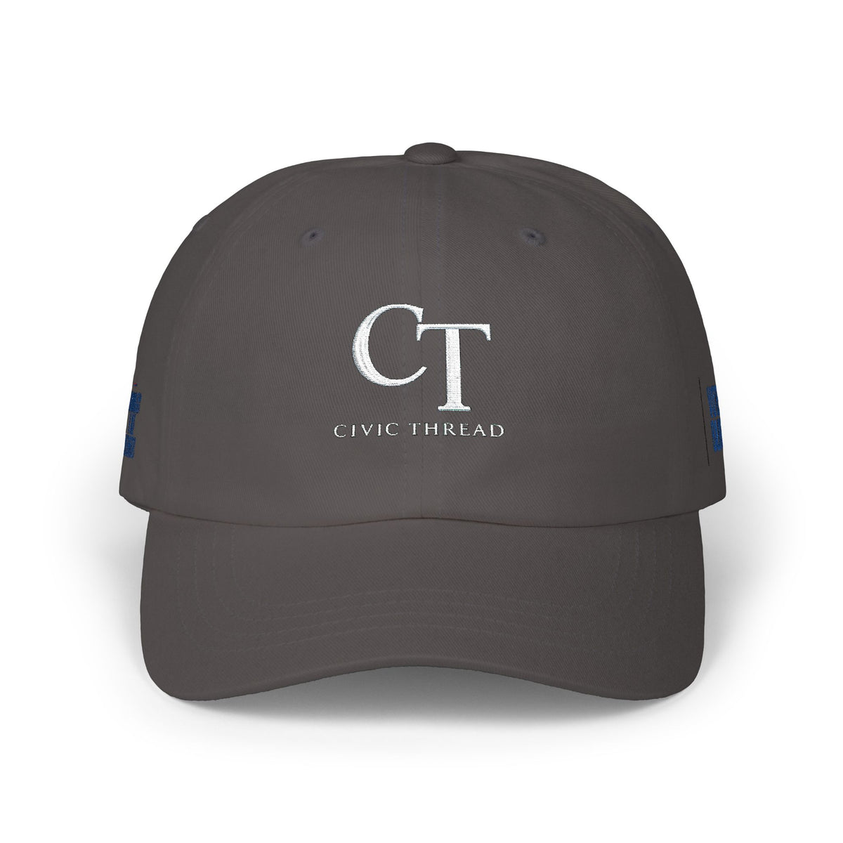 Dad Cap — Minimalist White 'CT' Logo Baseball Hat with 'Project' Back Embroidery - Make a Statement Without Saying a Word!
