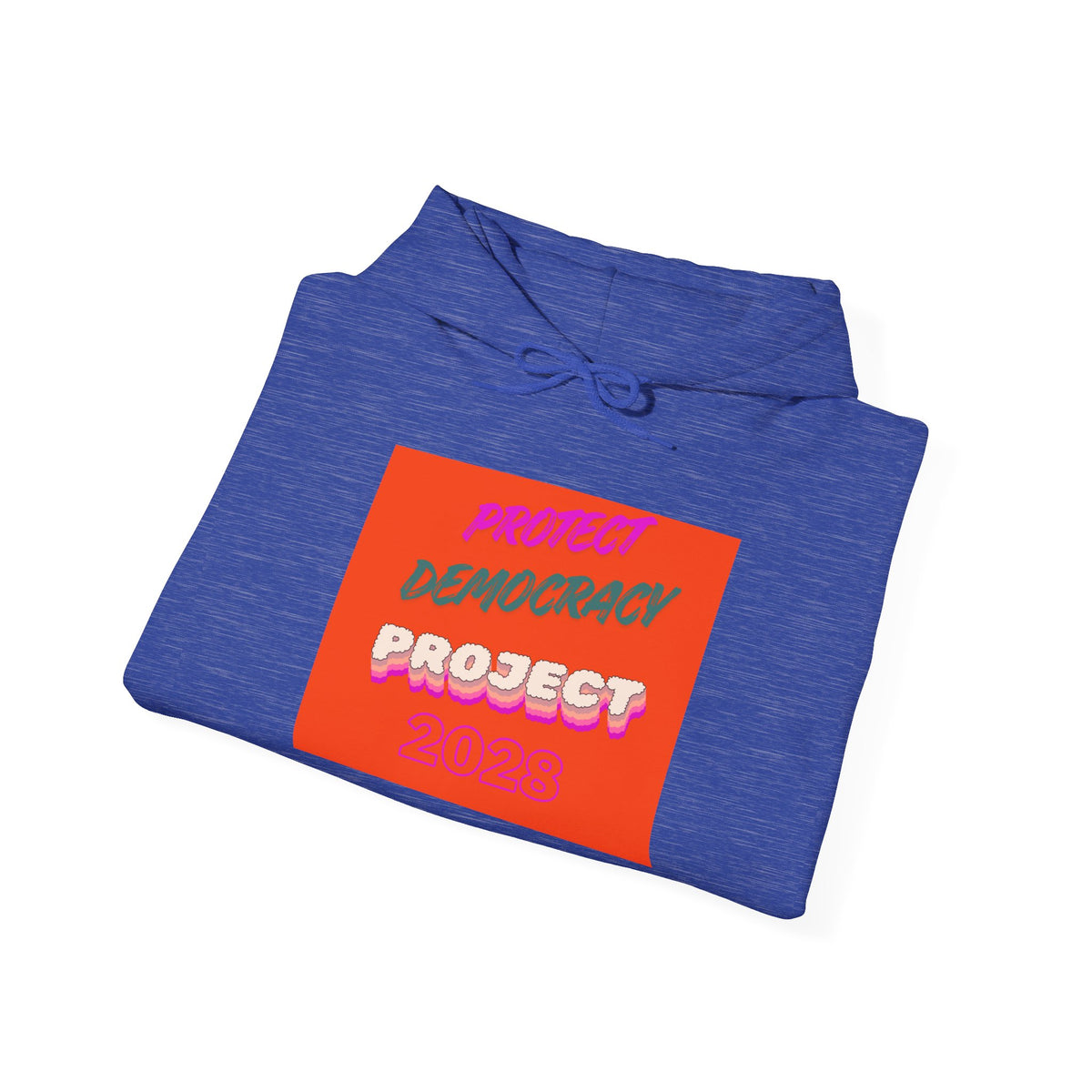 Democracy Project Hoodie | Bold Retro Text, Pink & Orange Square Design