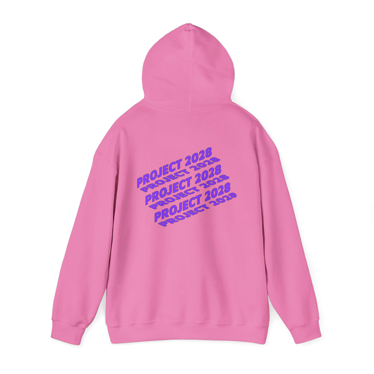 Project 2028 hoodie | Fight Back II text graphic, retro purple pink print