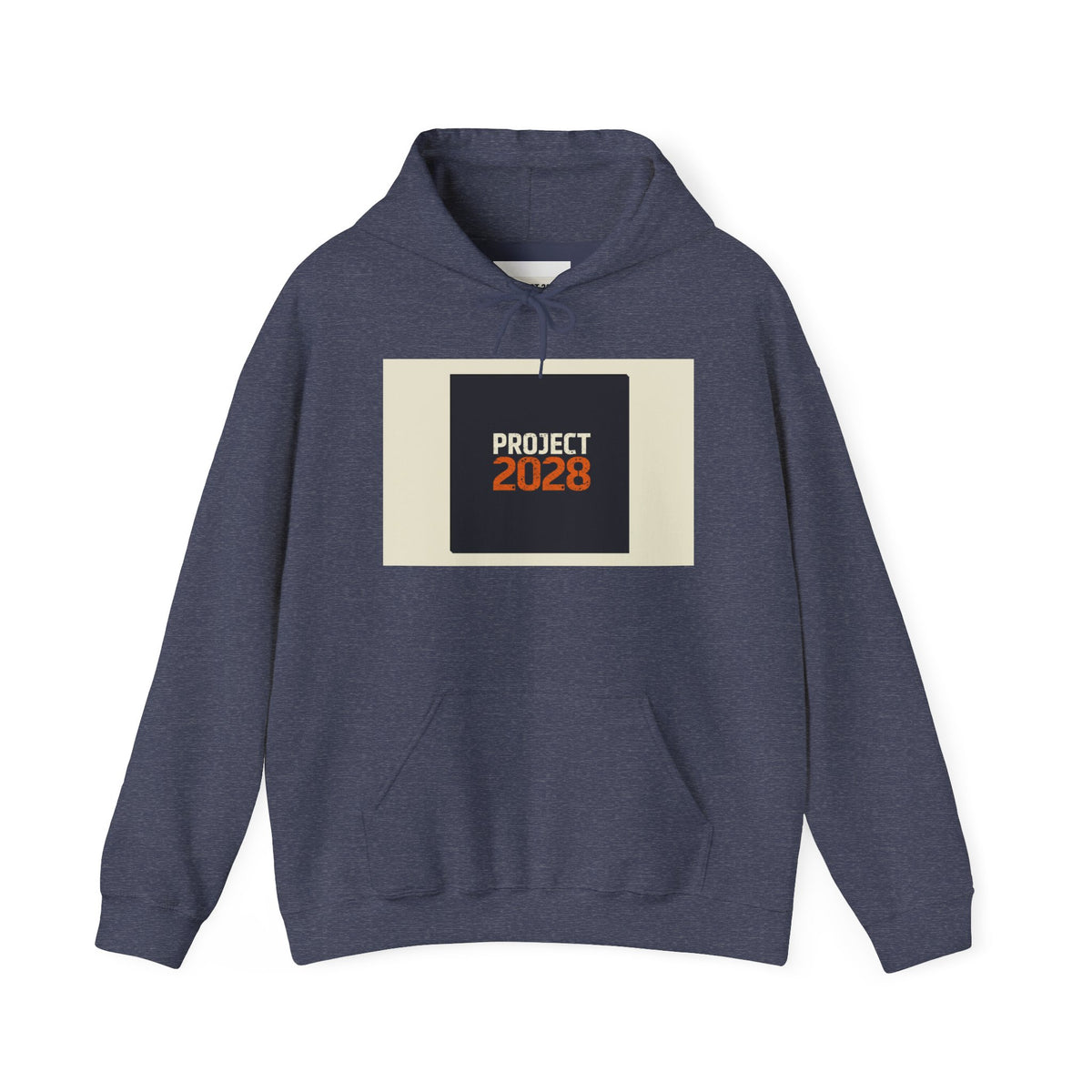 Project 218 Hoodie | Retro Block Logo, Beige Panel Front, Script Back