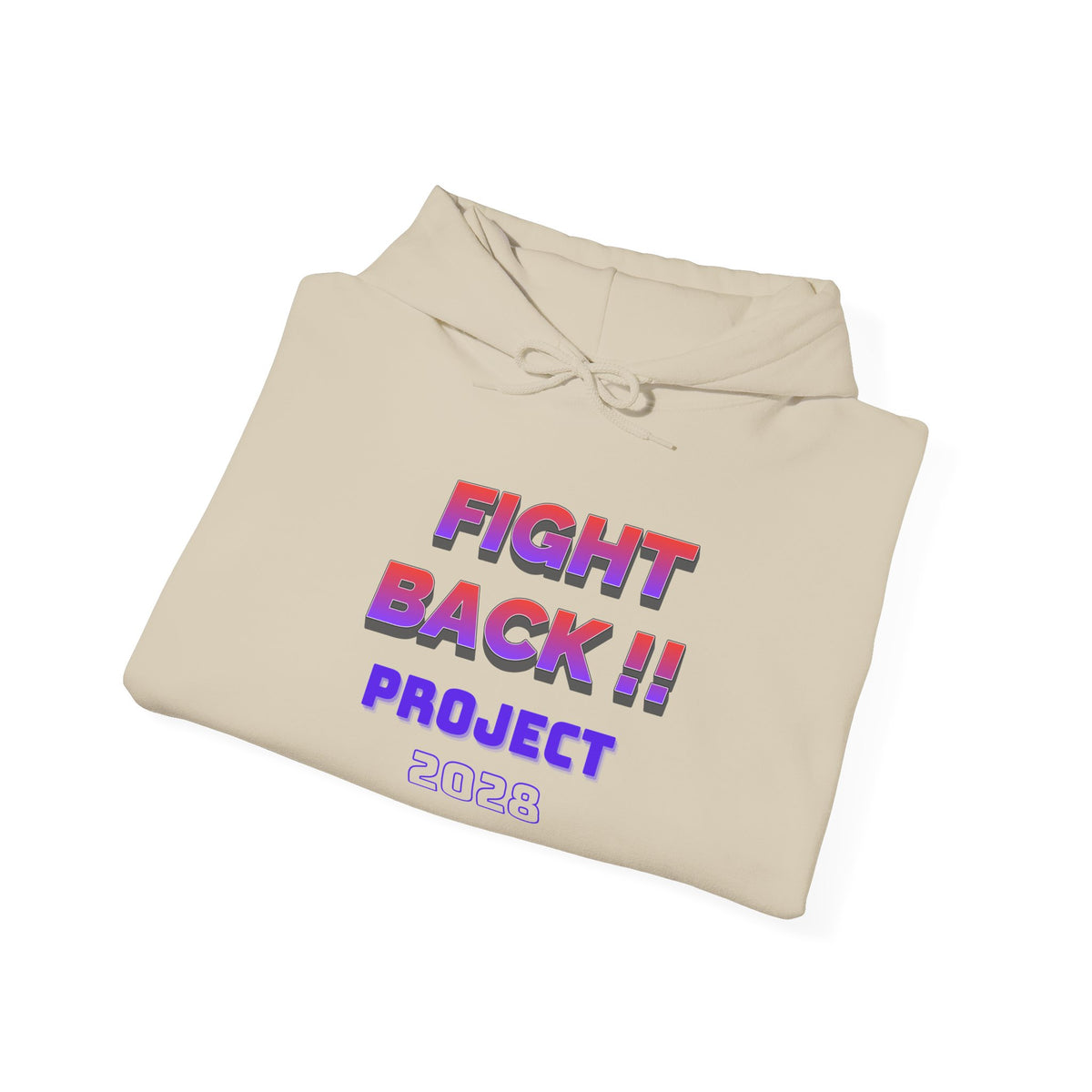 Project 2028 hoodie | Fight Back II text graphic, retro purple pink print