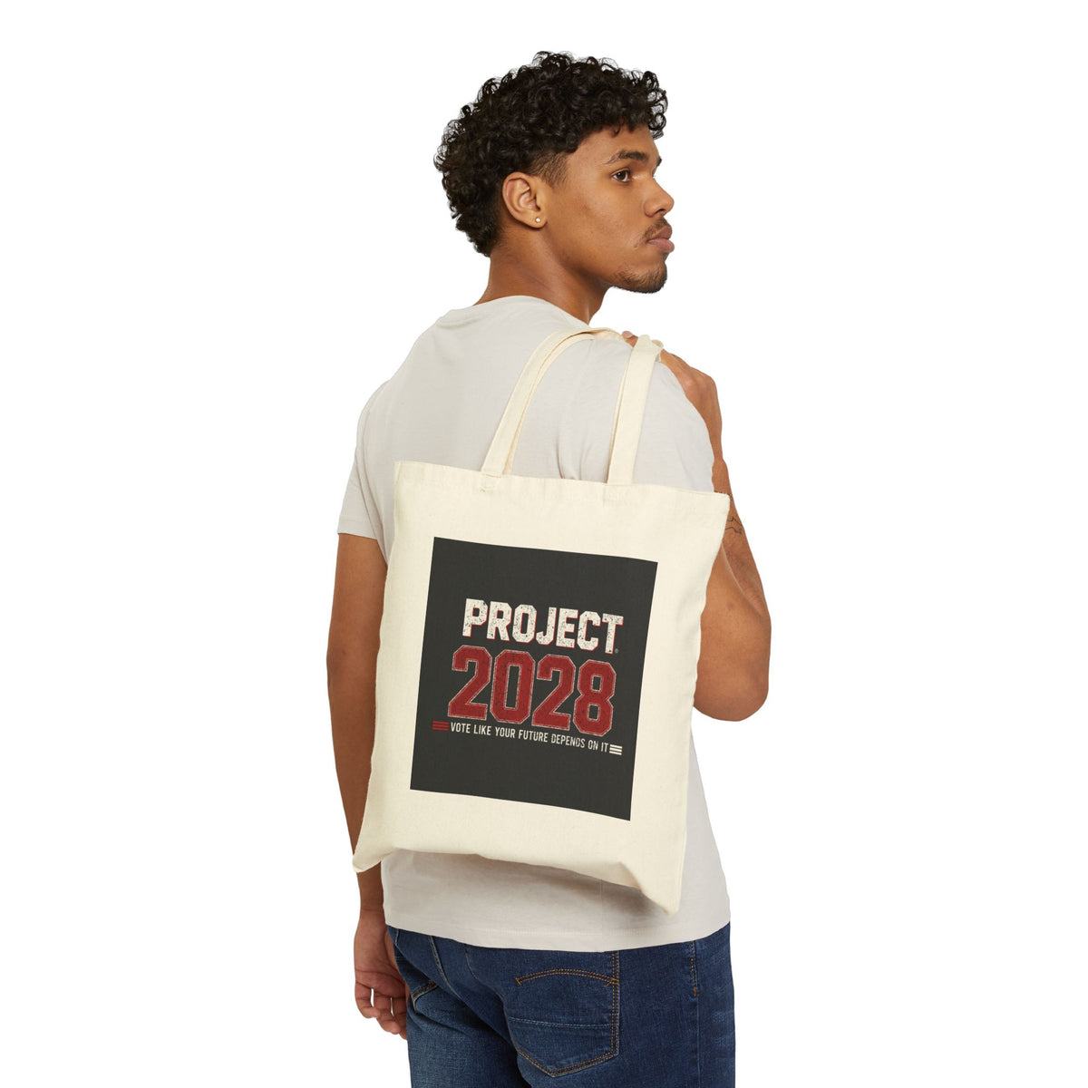 Project 2028 Cotton Tote — “Vote Like Your Future Depends On It” Political Canvas Bag