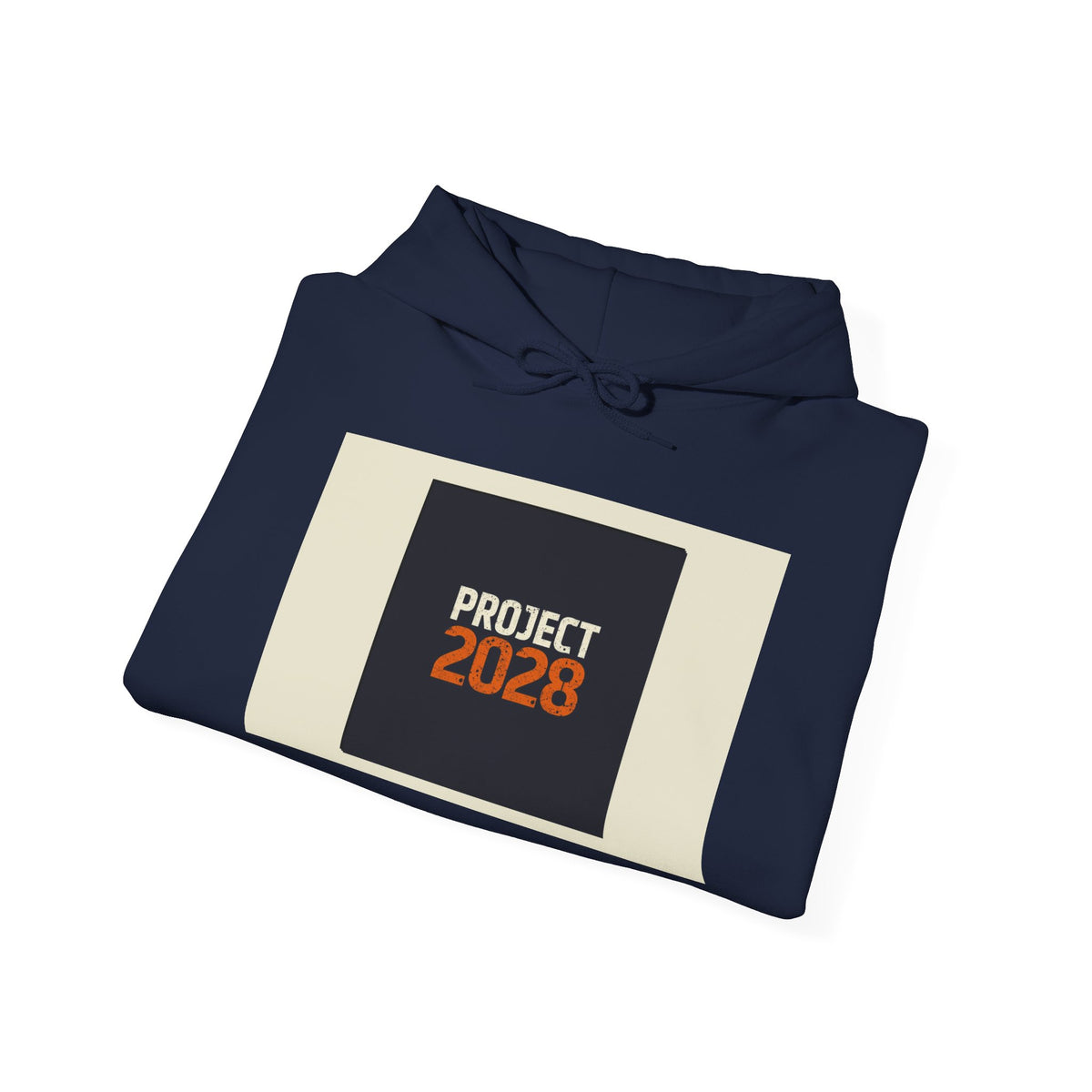 Project 218 Hoodie | Retro Block Logo, Beige Panel Front, Script Back