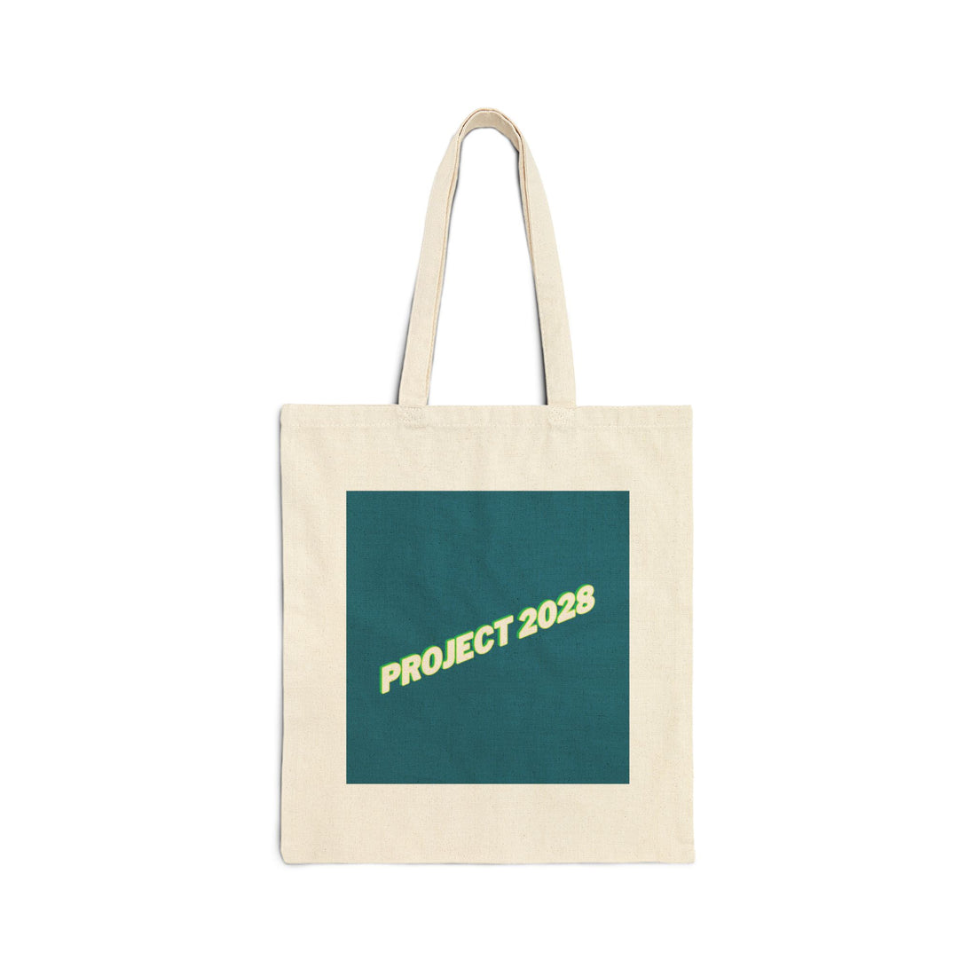 Project 2028 Cotton Canvas Tote Bag — Retro Graphic Reusable Market Tote