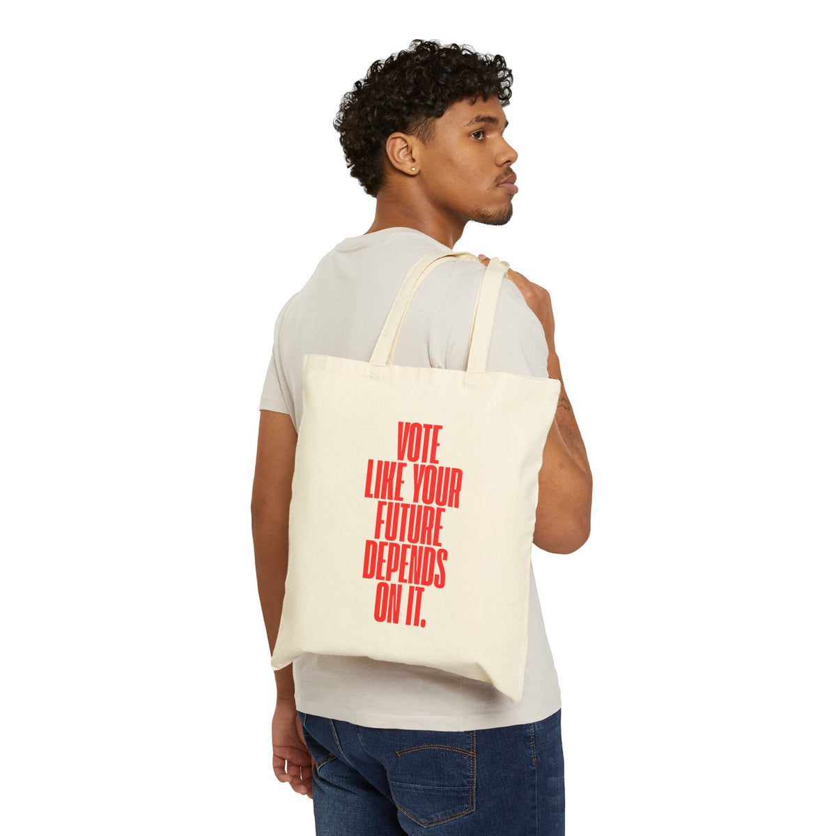 Project 2028 Tote Bag — "Vote Like Your Future Depends On It" Cotton Canvas Grocery/Everyday Tote