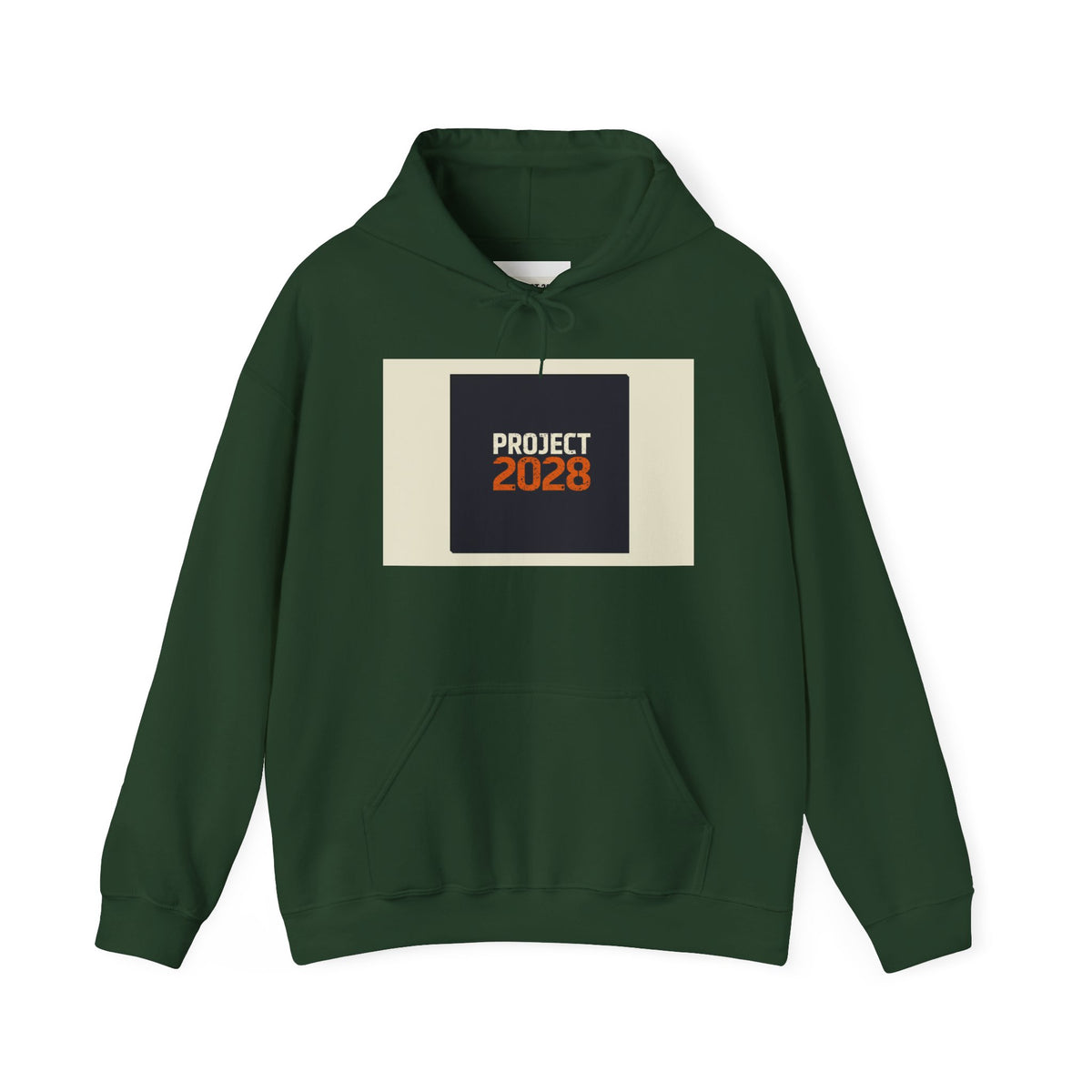 Project 218 Hoodie | Retro Block Logo, Beige Panel Front, Script Back