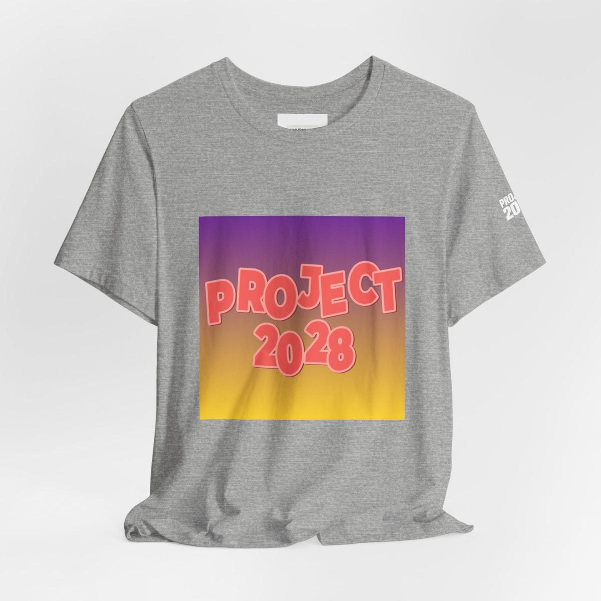 T-Shirt — Project 2028 Gradient Graphic (Back: "Democracy Isn’t Automatic") - Make a Statement Without Saying a Word!