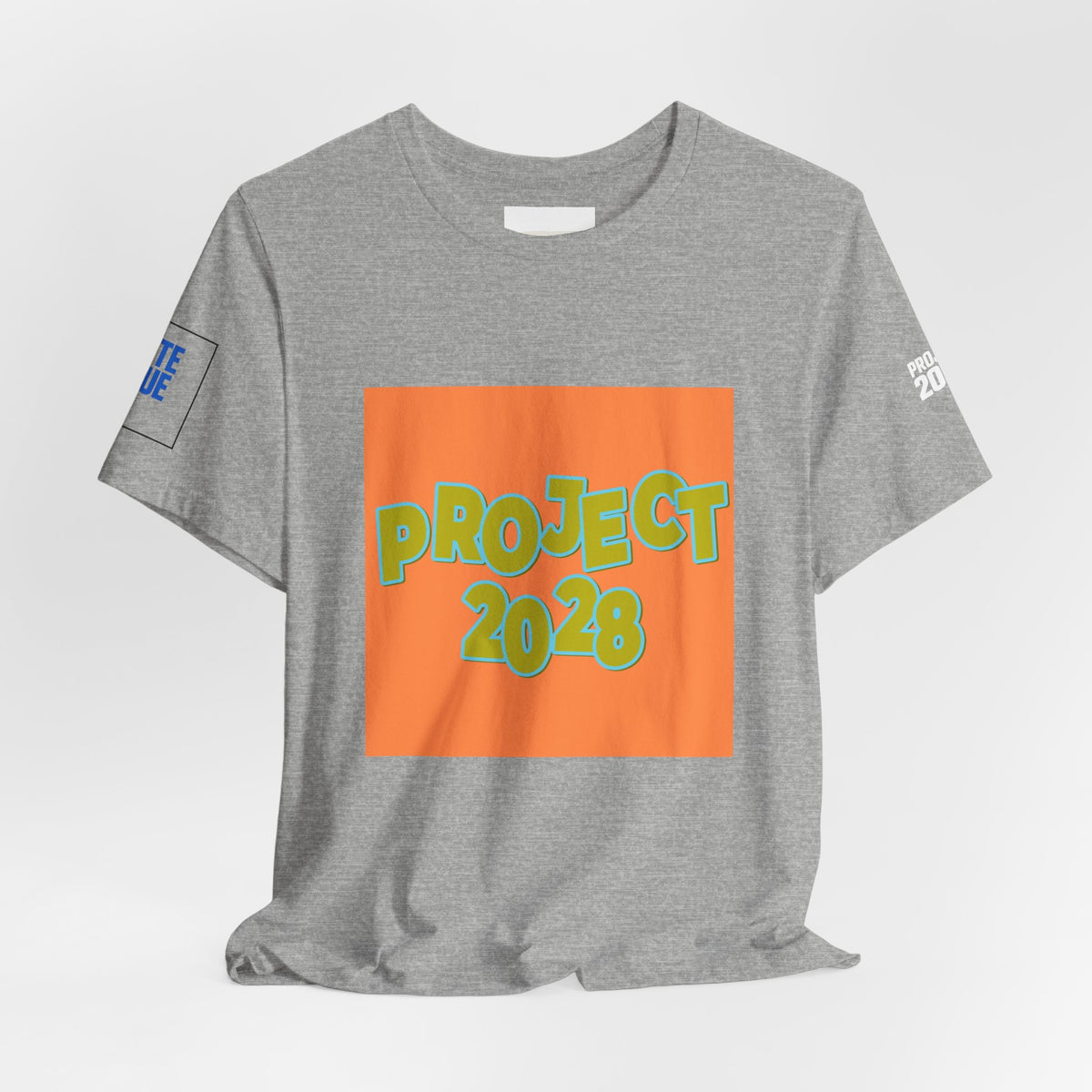 Project 2028 Graphic Tee — Retro Orange Square Design - Make a Statement Without Saying a Word!