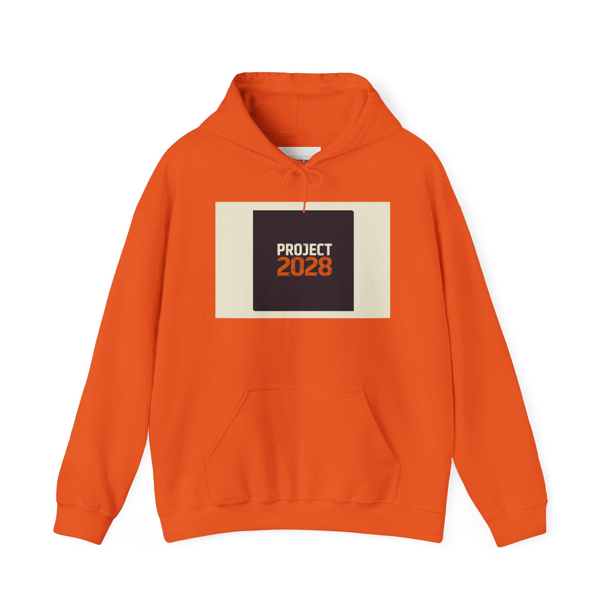 Project 218 Hoodie | Retro Block Logo, Beige Panel Front, Script Back