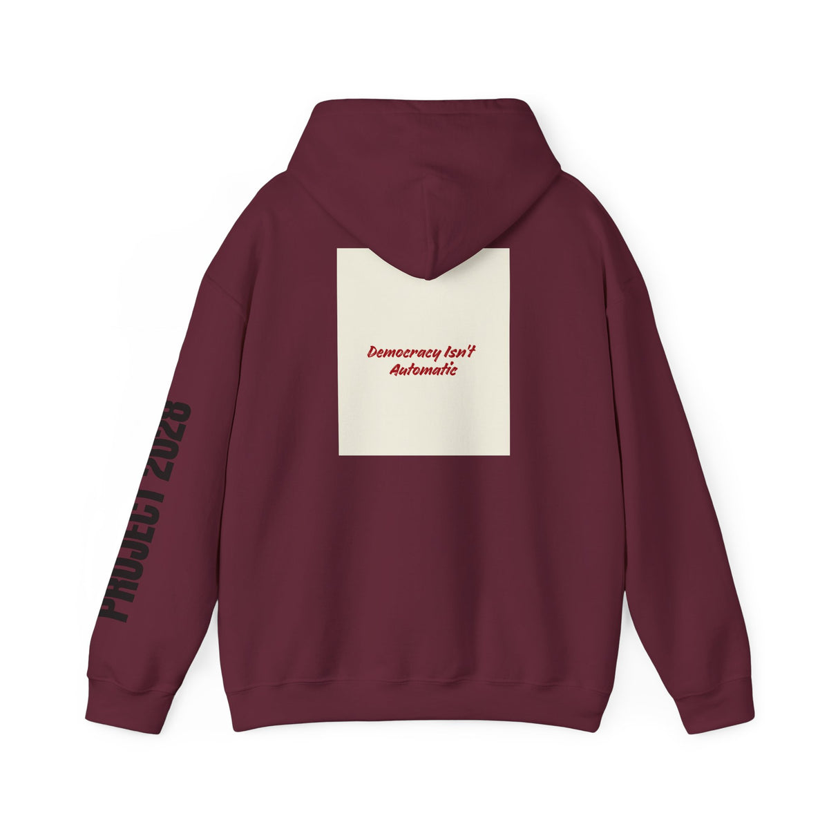 Project 2108 Graphic Hoodie | Democracy Isn't Automatic Back Print