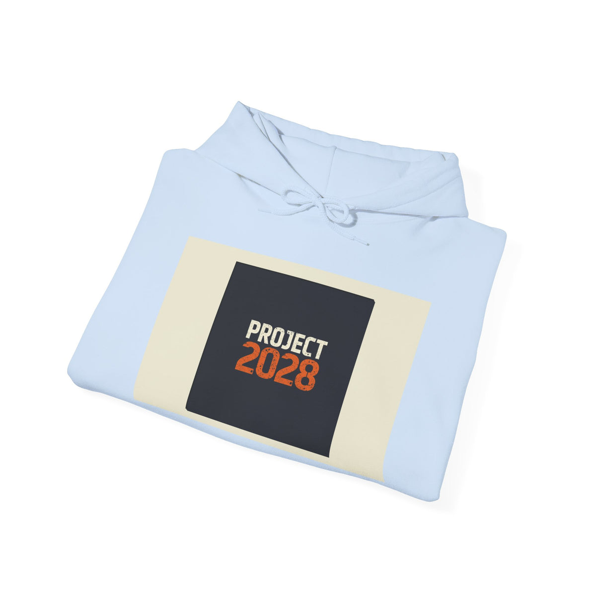 Project 218 Hoodie | Retro Block Logo, Beige Panel Front, Script Back