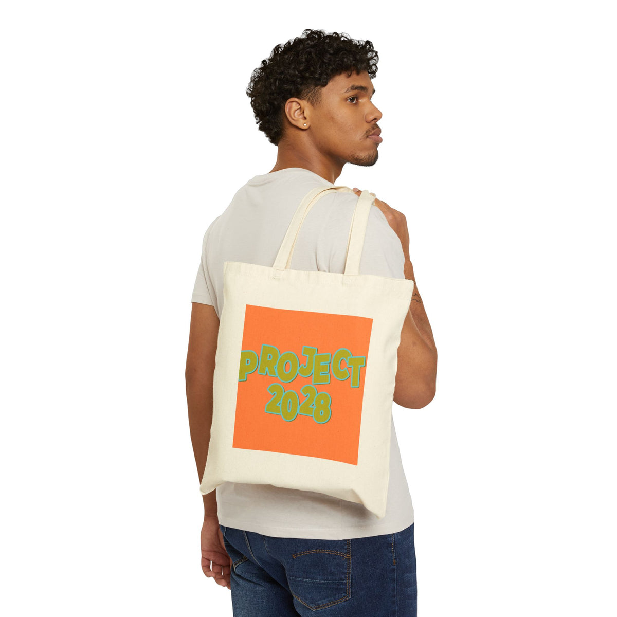 Canvas Tote Bag — Retro "PROJECT 2028" & "Democracy Isn't Automatic" Political Tote
