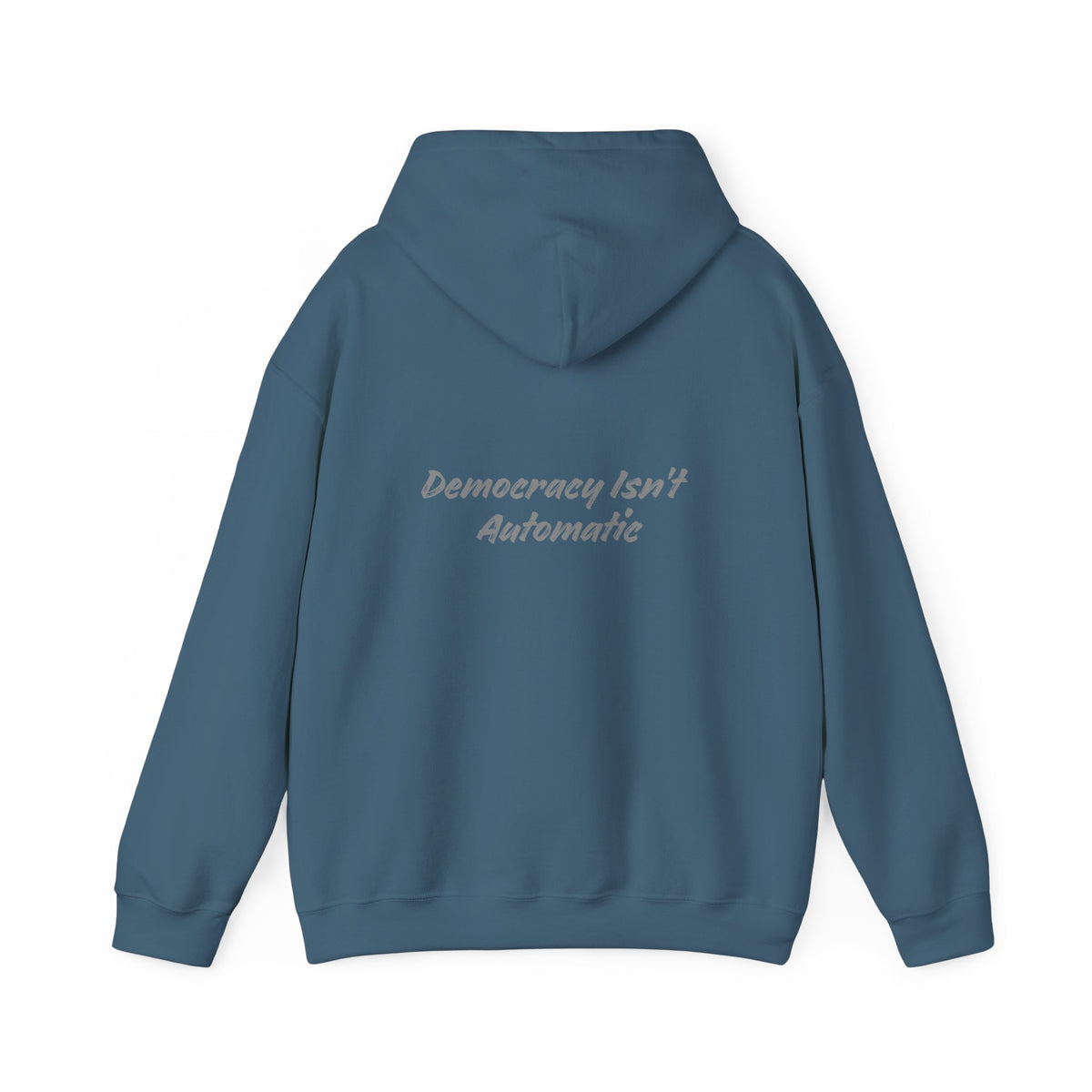 Project 2028 hoodie | Democracy Isn't Automatic back print