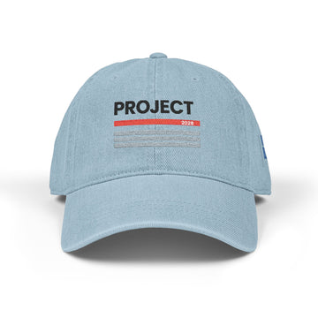 Project 2028 Embroidered Denim Hat – Light Blue Casual Cap - Make a Statement Without Saying a Word!