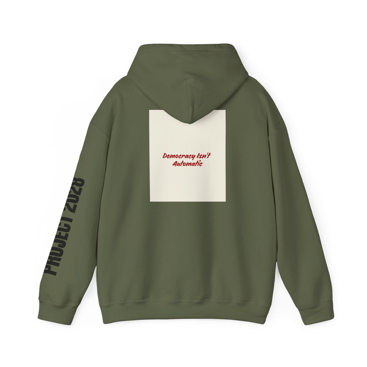 Project 2108 Graphic Hoodie | Democracy Isn't Automatic Back Print