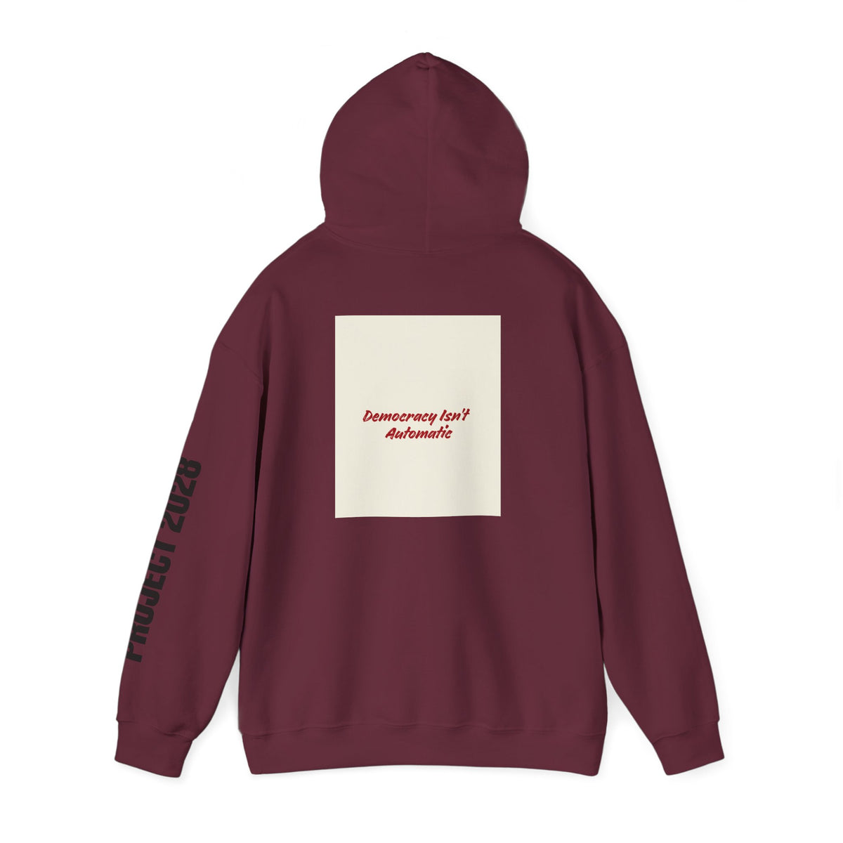Project 2108 Graphic Hoodie | Democracy Isn't Automatic Back Print