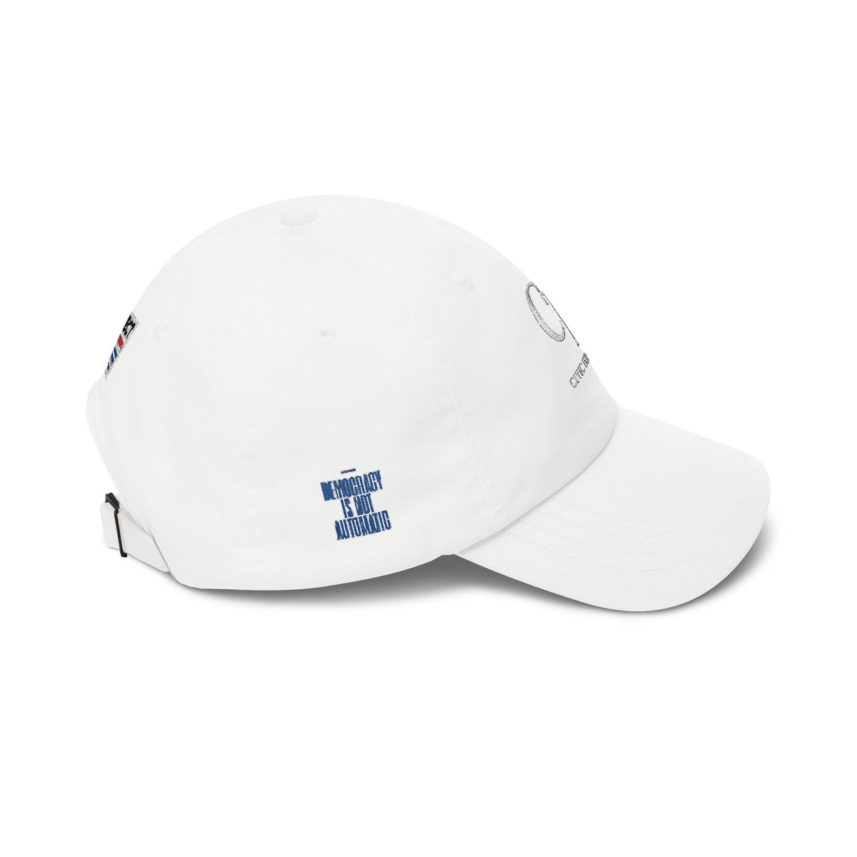 Dad Cap — Minimalist White 'CT' Logo Baseball Hat with 'Project' Back Embroidery - Make a Statement Without Saying a Word!