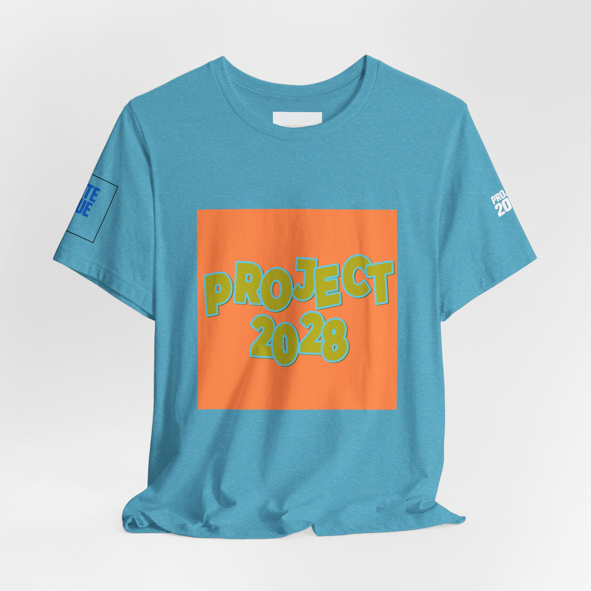 Project 2028 Graphic Tee — Retro Orange Square Design - Make a Statement Without Saying a Word!