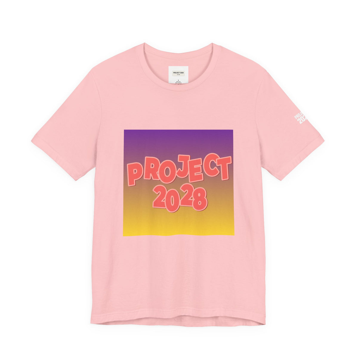 T-Shirt — Project 2028 Gradient Graphic (Back: "Democracy Isn’t Automatic") - Make a Statement Without Saying a Word!