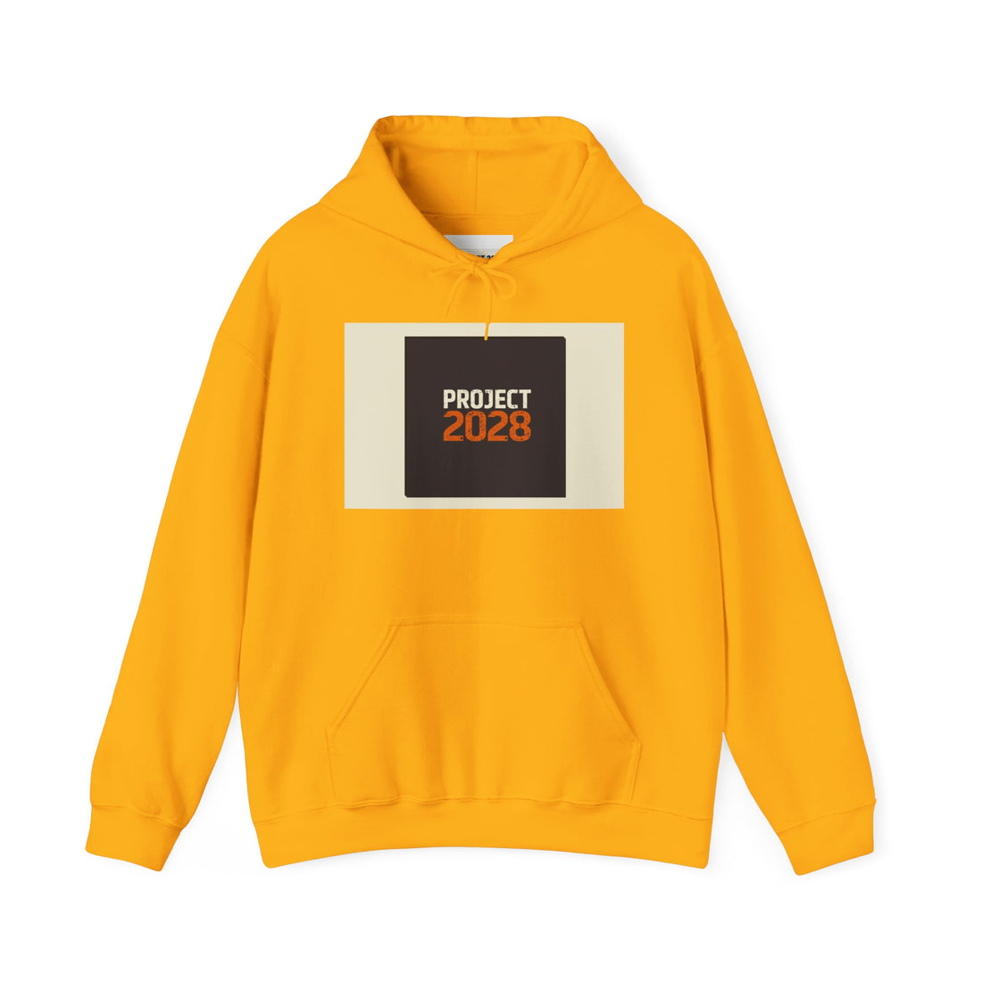 Project 218 Hoodie | Retro Block Logo, Beige Panel Front, Script Back