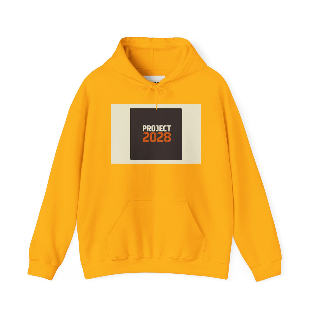 Project 218 Hoodie | Retro Block Logo, Beige Panel Front, Script Back