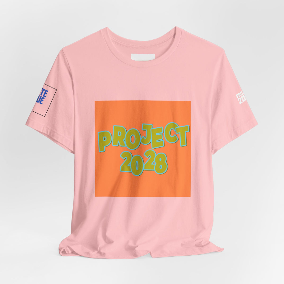 Project 2028 Graphic Tee — Retro Orange Square Design - Make a Statement Without Saying a Word!