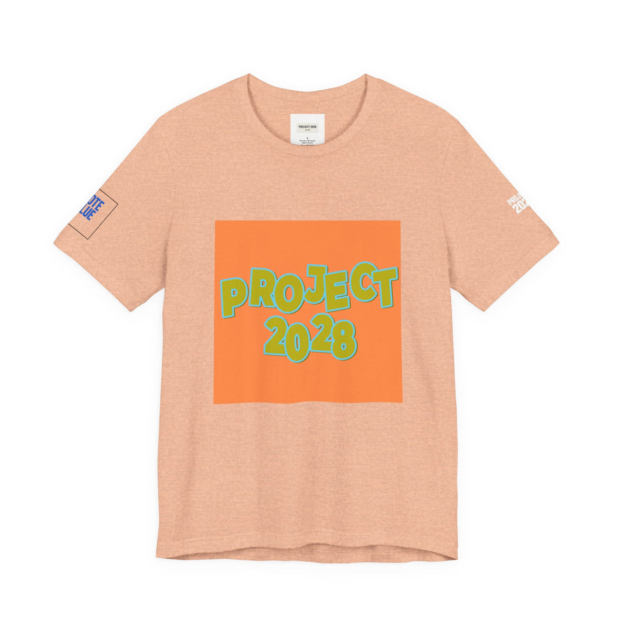 Project 2028 Graphic Tee — Retro Orange Square Design - Make a Statement Without Saying a Word!