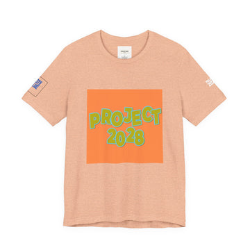 Project 2028 Graphic Tee — Retro Orange Square Design - Make a Statement Without Saying a Word!